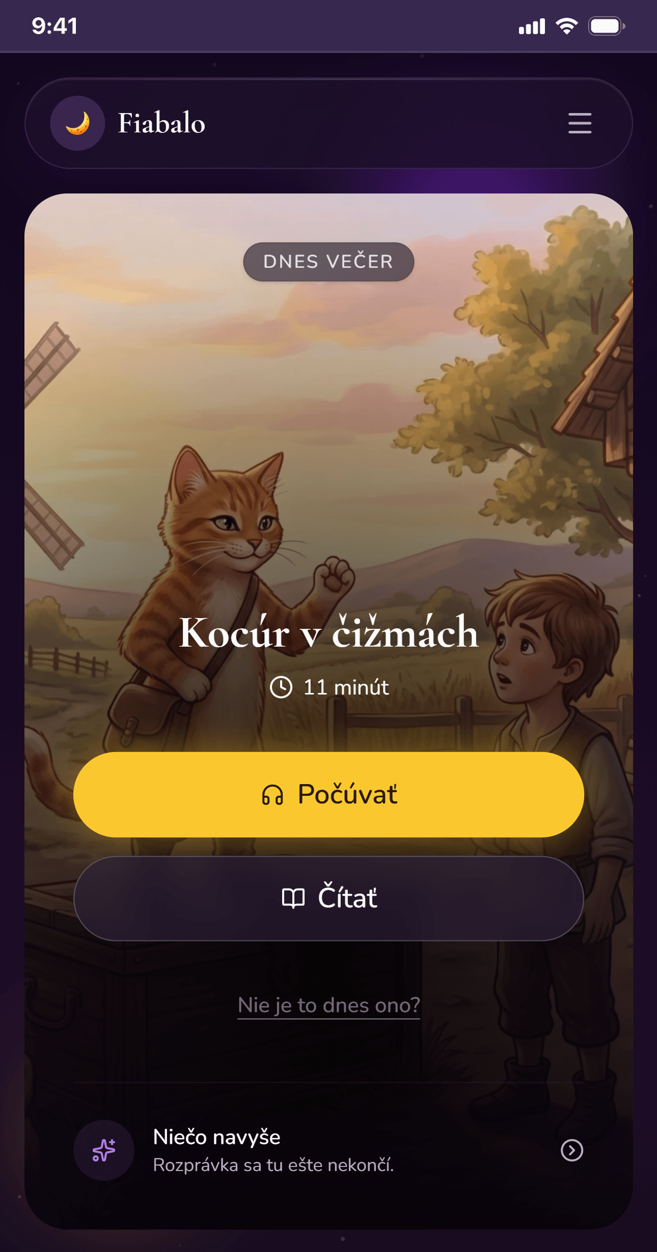 Dnešná odporúčaná rozprávka na dobrú noc vo Fiabalo s možnosťou začať počúvať alebo čítať.